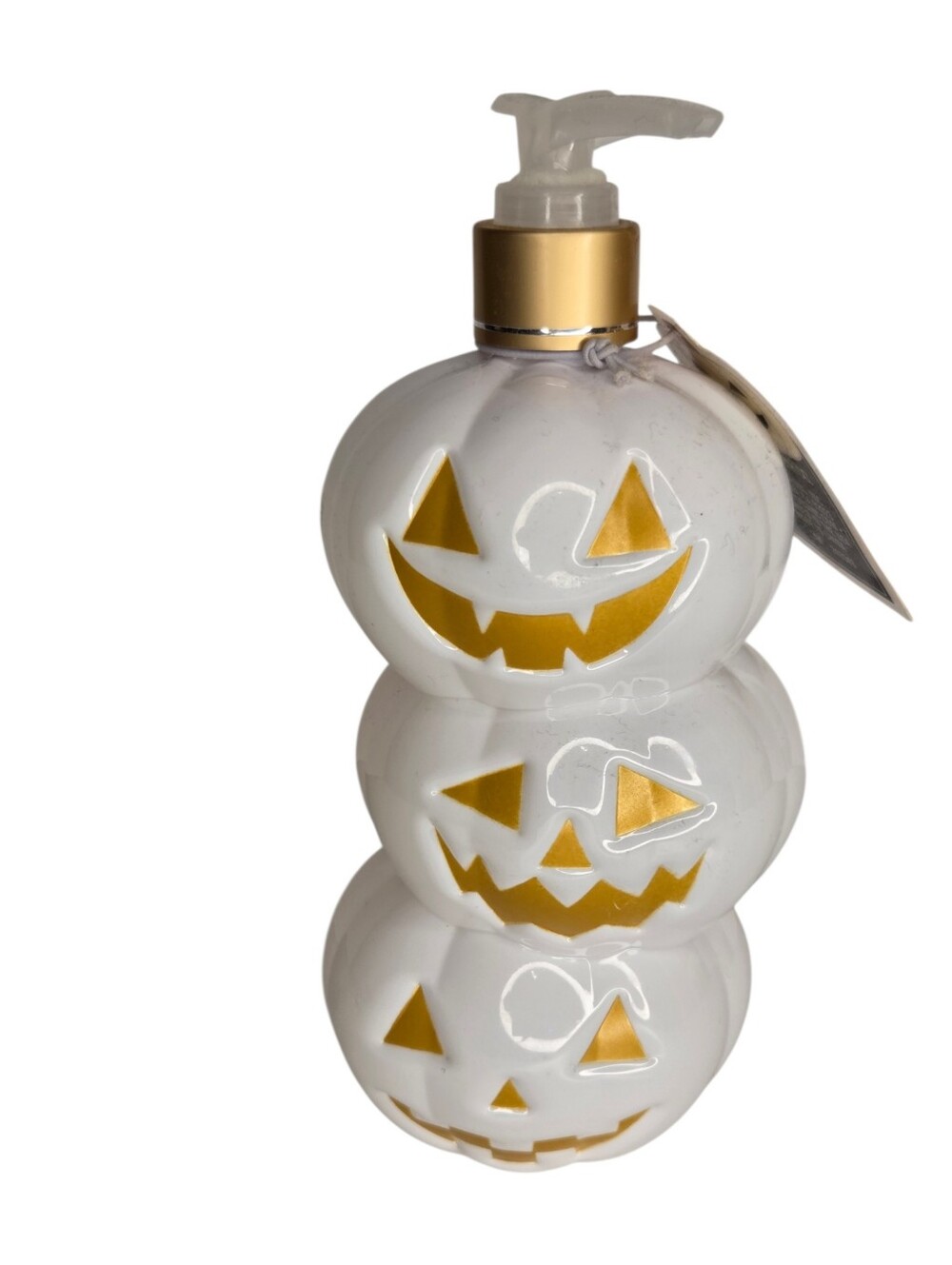 White Stacked Pumpkins Soap Pump Dispenser Halloween Eucalyptus Sage